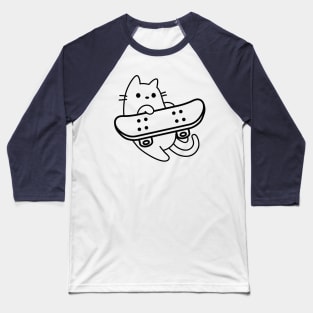 Cat Skateboard Throw Baseball T-Shirt